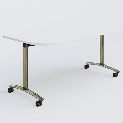 [Pas de famille] - [Pas de sous famille] - Module d'extrémité pour table abattante gamme Arca 165-80 cm. Plateau Blanc et pietement Chrome.