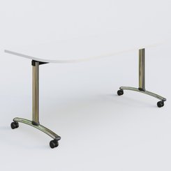 [Pas de famille] - [Pas de sous famille] - Module d'extrémité pour table abattante gamme Arca 165-80 cm. Plateau Blanc et pietement Chrome.