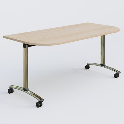 [Pas de famille] - [Pas de sous famille] - Module d'extrémité pour table abattante gamme Arca 165-80 cm. Plateau Hêtre et pietement Chrome.