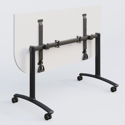 [Pas de famille] - [Pas de sous famille] - Module d'extrémité pour table abattante gamme Arca 165-80 cm. Plateau Blanc et pietement Noir.