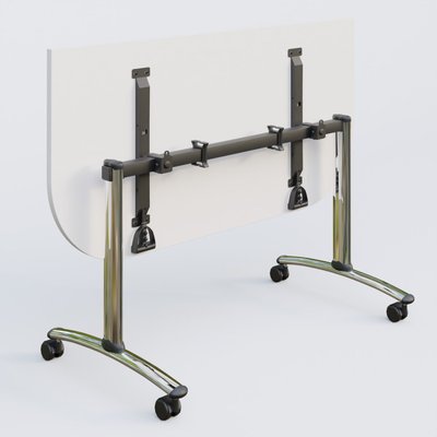[Pas de famille] - [Pas de sous famille] - Module d'extrémité pour table abattante gamme Arca 165-80 cm. Plateau Blanc et pietement Chrome.