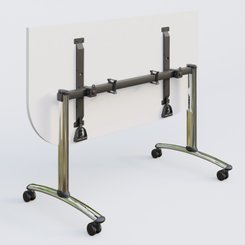 [Pas de famille] - [Pas de sous famille] - Module d'extrémité pour table abattante gamme Arca 165-80 cm. Plateau Blanc et pietement Chrome.