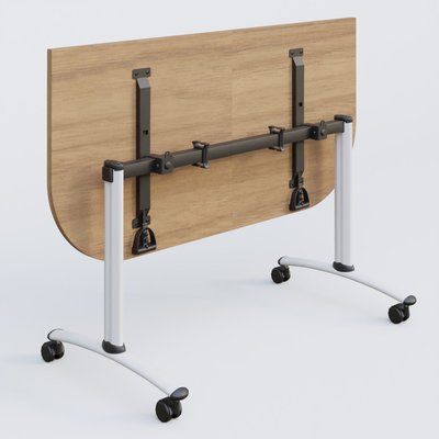[Pas de famille] - [Pas de sous famille] - Module d'extrémité pour table abattante gamme Arca 165-80 cm. Plateau Noyer et pietement Blanc.