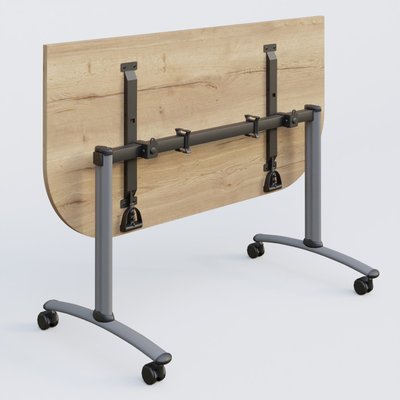 [Pas de famille] - [Pas de sous famille] - Module d'extrémité pour table abattante gamme Arca 165-80 cm. Plateau Chêne naturel et pietement Aluminium.