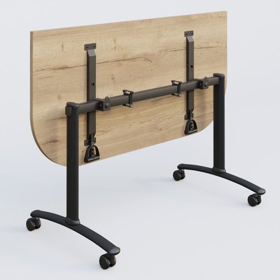 [Pas de famille] - [Pas de sous famille] - Module d'extrémité pour table abattante gamme Arca 165-80 cm. Plateau Chêne naturel et pietement Noir.