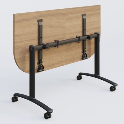 [Pas de famille] - [Pas de sous famille] - Module d'extrémité pour table abattante gamme Arca 165-80 cm. Plateau Noyer et pietement Noir.