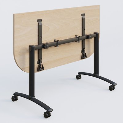 [Pas de famille] - [Pas de sous famille] - Module d'extrémité pour table abattante gamme Arca 165-80 cm. Plateau Hêtre et pietement Noir.
