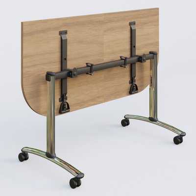 [Pas de famille] - [Pas de sous famille] - Module d'extrémité pour table abattante gamme Arca 165-80 cm. Plateau Noyer et pietement Chrome.