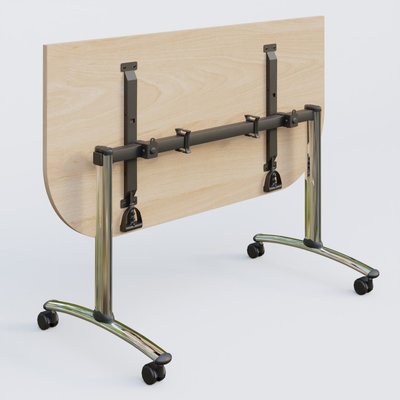 [Pas de famille] - [Pas de sous famille] - Module d'extrémité pour table abattante gamme Arca 165-80 cm. Plateau Hêtre et pietement Chrome.