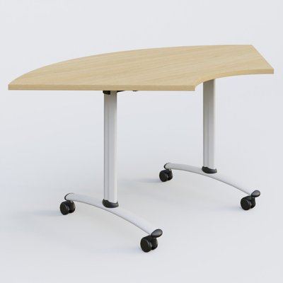 [Pas de famille] - [Pas de sous famille] - Module 1/4 de couronne pour table abattante gamme Arca 120-120 cm. Plateau Chêne clair et pietement Blanc.