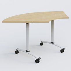 [Pas de famille] - [Pas de sous famille] - Module 1/4 de couronne pour table abattante gamme Arca 120-120 cm. Plateau Chêne clair et pietement Blanc.