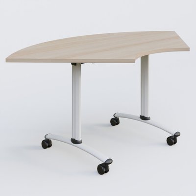 [Pas de famille] - [Pas de sous famille] - Module 1/4 de couronne pour table abattante gamme Arca 120-120 cm. Plateau Acacia et pietement Blanc.