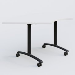 [Pas de famille] - [Pas de sous famille] - Module 1/4 de couronne pour table abattante gamme Arca 120-120 cm. Plateau Blanc et pietement Noir.