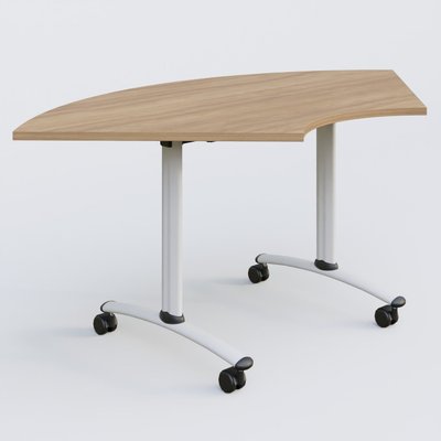 [Pas de famille] - [Pas de sous famille] - Module 1/4 de couronne pour table abattante gamme Arca 120-120 cm. Plateau Noyer et pietement Blanc.