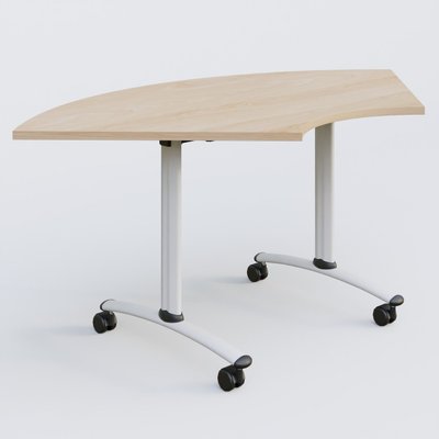 [Pas de famille] - [Pas de sous famille] - Module 1/4 de couronne pour table abattante gamme Arca 120-120 cm. Plateau Hêtre et pietement Blanc.