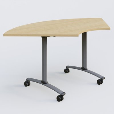 ARCA - TABLES ABATTANTES - Module 1/4 de couronne pour table abattante gamme Arca 120-120 cm. Plateau Chêne clair et pietement Aluminium.