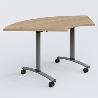 [Pas de famille] - [Pas de sous famille] - Module 1/4 de couronne pour table abattante gamme Arca 120-120 cm. Plateau Noyer et pietement Aluminium.