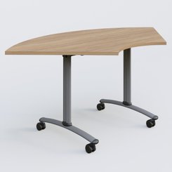 [Pas de famille] - [Pas de sous famille] - Module 1/4 de couronne pour table abattante gamme Arca 120-120 cm. Plateau Noyer et pietement Aluminium.