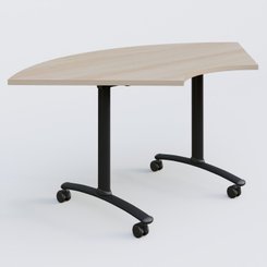 [Pas de famille] - [Pas de sous famille] - Module 1/4 de couronne pour table abattante gamme Arca 120-120 cm. Plateau Acacia et pietement Noir.