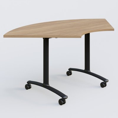 [Pas de famille] - [Pas de sous famille] - Module 1/4 de couronne pour table abattante gamme Arca 120-120 cm. Plateau Noyer et pietement Noir.