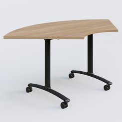 [Pas de famille] - [Pas de sous famille] - Module 1/4 de couronne pour table abattante gamme Arca 120-120 cm. Plateau Noyer et pietement Noir.