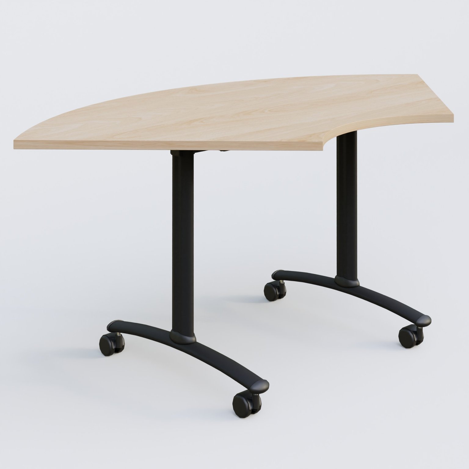 Module 1/4 de couronne pour table abattante gamme Arca 120-120 cm. Plateau Hêtre et pietement Noir.