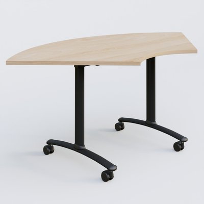 [Pas de famille] - [Pas de sous famille] - Module 1/4 de couronne pour table abattante gamme Arca 120-120 cm. Plateau Hêtre et pietement Noir.