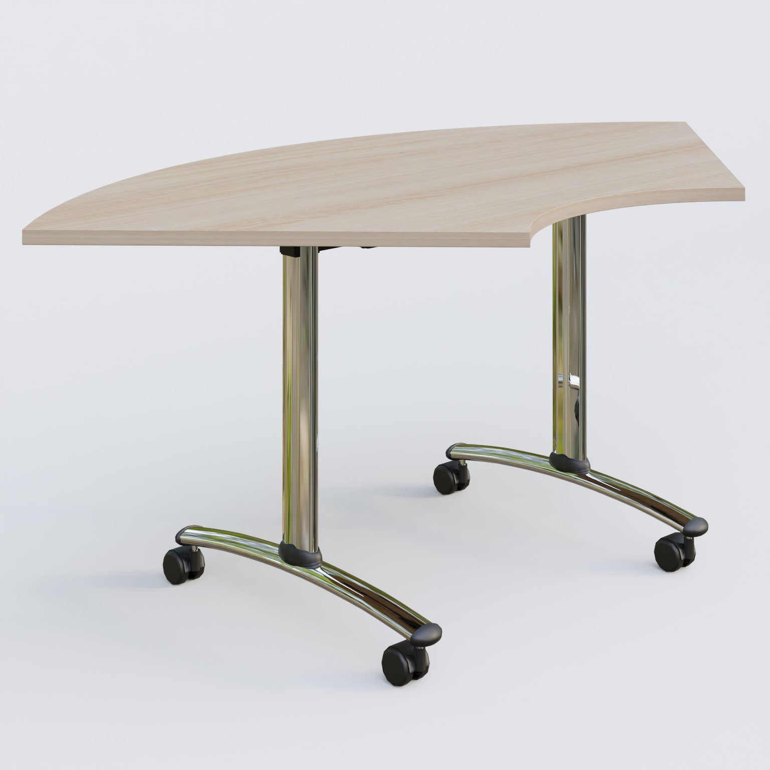 Module 1/4 de couronne pour table abattante gamme Arca 120-120 cm. Plateau Acacia et pietement Chrome.