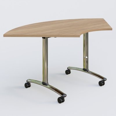 [Pas de famille] - [Pas de sous famille] - Module 1/4 de couronne pour table abattante gamme Arca 120-120 cm. Plateau Noyer et pietement Chrome.