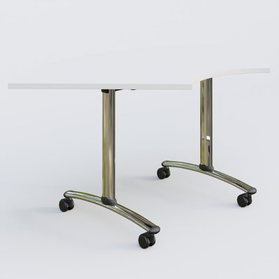 [Pas de famille] - [Pas de sous famille] - Module 1/4 de couronne pour table abattante gamme Arca 120-120 cm. Plateau Blanc et pietement Chrome.