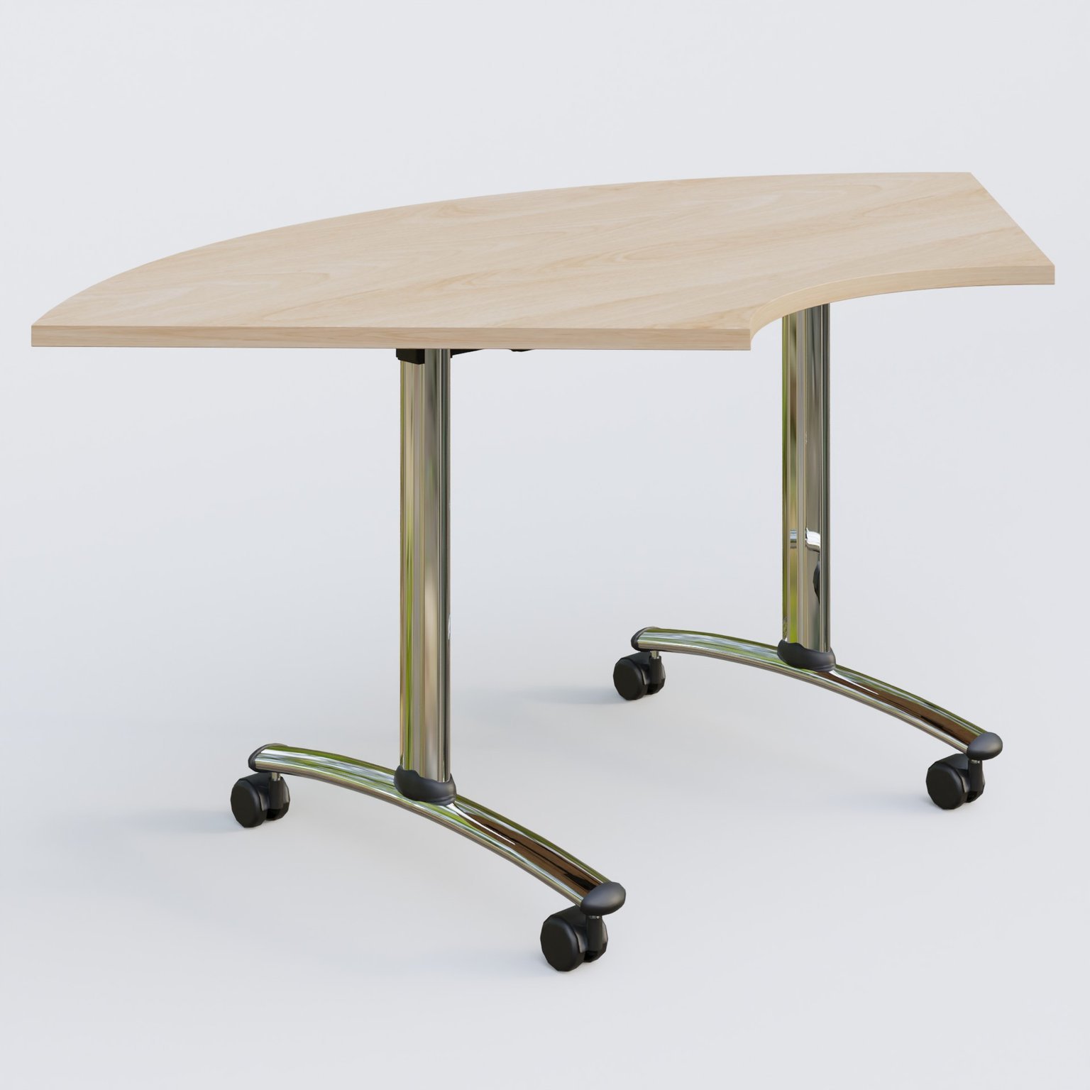 Module 1/4 de couronne pour table abattante gamme Arca 120-120 cm. Plateau Hêtre et pietement Chrome.