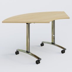 [Pas de famille] - [Pas de sous famille] - Module 1/4 de couronne pour table abattante gamme Arca 120-120 cm. Plateau Chêne clair et pietement Chrome.