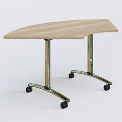 [Pas de famille] - [Pas de sous famille] - Module 1/4 de couronne pour table abattante gamme Arca 120-120 cm. Plateau Chêne naturel et pietement Chrome.
