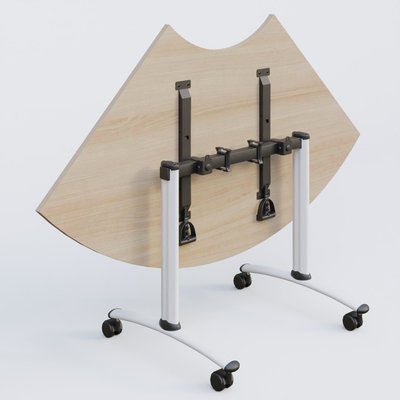 [Pas de famille] - [Pas de sous famille] - Module 1/4 de couronne pour table abattante gamme Arca 120-120 cm. Plateau Acacia et pietement Blanc.