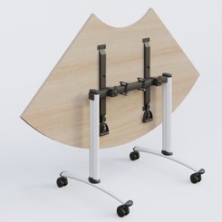 [Pas de famille] - [Pas de sous famille] - Module 1/4 de couronne pour table abattante gamme Arca 120-120 cm. Plateau Acacia et pietement Blanc.