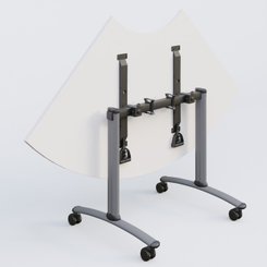 TABLES ABATTANTES - New Design - Module 1/4 de couronne pour table abattante gamme Arca 120-120 cm. Plateau Blanc et pietement Aluminium.