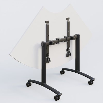 [Pas de famille] - [Pas de sous famille] - Module 1/4 de couronne pour table abattante gamme Arca 120-120 cm. Plateau Blanc et pietement Noir.