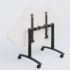 [Pas de famille] - [Pas de sous famille] - Module 1/4 de couronne pour table abattante gamme Arca 120-120 cm. Plateau Blanc et pietement Noir.