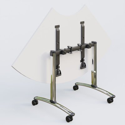[Pas de famille] - [Pas de sous famille] - Module 1/4 de couronne pour table abattante gamme Arca 120-120 cm. Plateau Blanc et pietement Chrome.