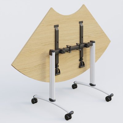 [Pas de famille] - [Pas de sous famille] - Module 1/4 de couronne pour table abattante gamme Arca 120-120 cm. Plateau Chêne clair et pietement Blanc.