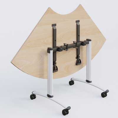 [Pas de famille] - [Pas de sous famille] - Module 1/4 de couronne pour table abattante gamme Arca 120-120 cm. Plateau Hêtre et pietement Blanc.
