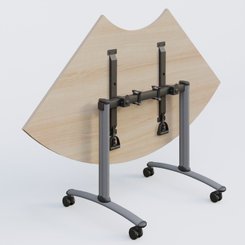 TABLES ABATTANTES - Plateaux 25 mm - Module 1/4 de couronne pour table abattante gamme Arca 120-120 cm. Plateau Acacia et pietement Aluminium.