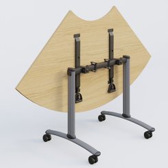 ARCA - TABLES ABATTANTES - Module 1/4 de couronne pour table abattante gamme Arca 120-120 cm. Plateau Chêne clair et pietement Aluminium.