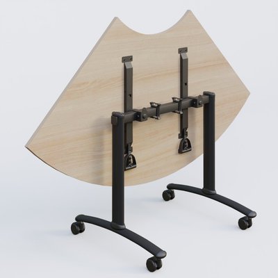 [Pas de famille] - [Pas de sous famille] - Module 1/4 de couronne pour table abattante gamme Arca 120-120 cm. Plateau Acacia et pietement Noir.