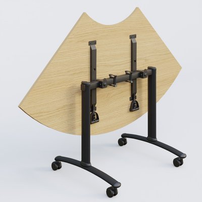 [Pas de famille] - [Pas de sous famille] - Module 1/4 de couronne pour table abattante gamme Arca 120-120 cm. Plateau Chêne clair et pietement Noir.