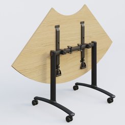 [Pas de famille] - [Pas de sous famille] - Module 1/4 de couronne pour table abattante gamme Arca 120-120 cm. Plateau Chêne clair et pietement Noir.