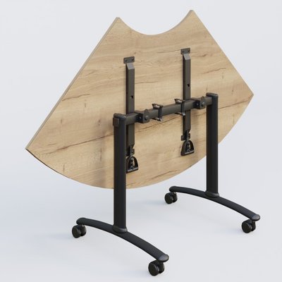 [Pas de famille] - [Pas de sous famille] - Module 1/4 de couronne pour table abattante gamme Arca 120-120 cm. Plateau Chêne naturel et pietement Noir.