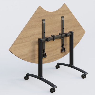 [Pas de famille] - [Pas de sous famille] - Module 1/4 de couronne pour table abattante gamme Arca 120-120 cm. Plateau Noyer et pietement Noir.