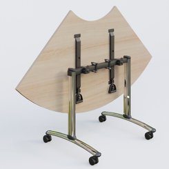 [Pas de famille] - [Pas de sous famille] - Module 1/4 de couronne pour table abattante gamme Arca 120-120 cm. Plateau Acacia et pietement Chrome.