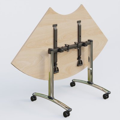 [Pas de famille] - [Pas de sous famille] - Module 1/4 de couronne pour table abattante gamme Arca 120-120 cm. Plateau Hêtre et pietement Chrome.